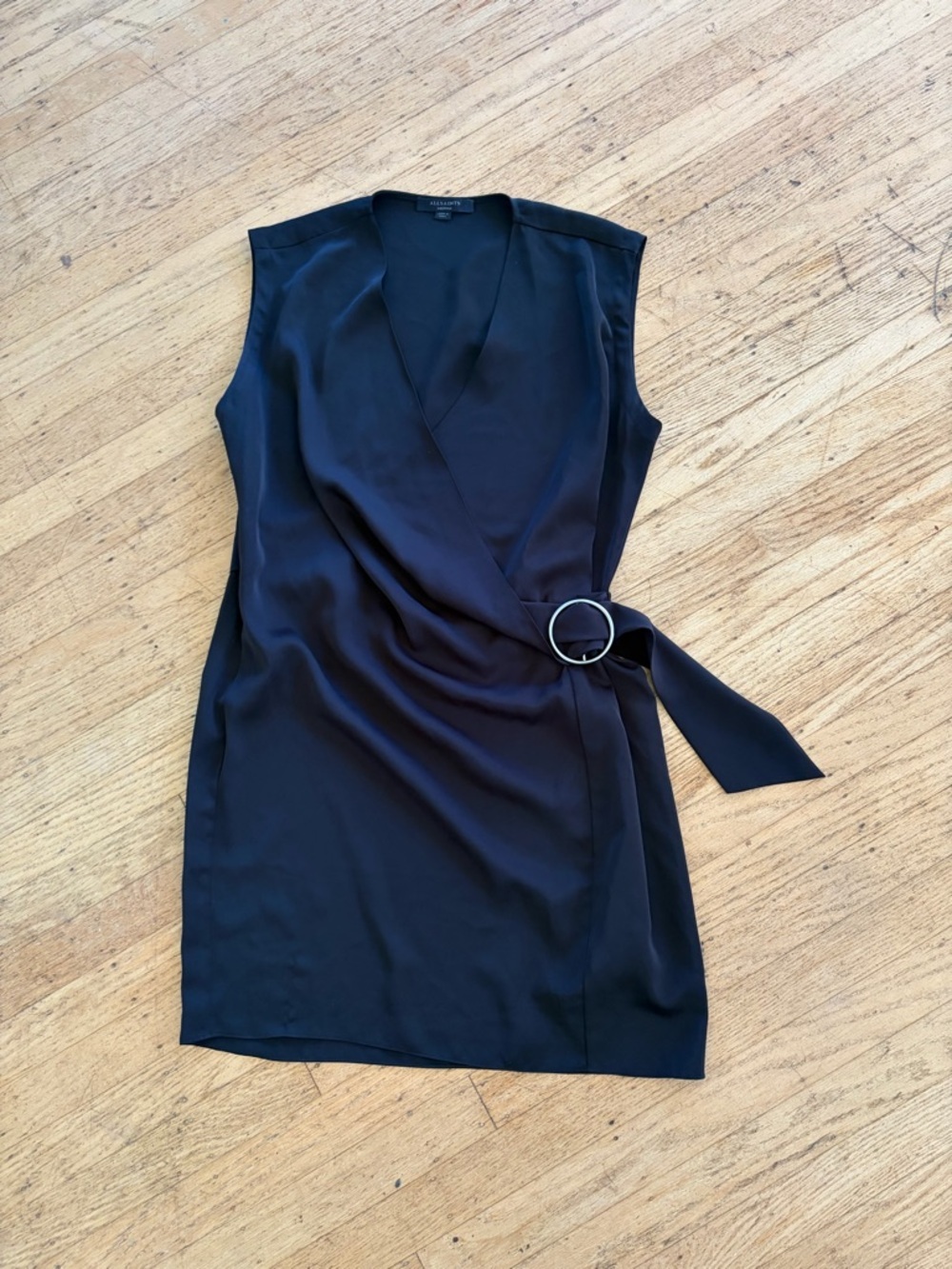 All Saints faux wrap silky mini dress